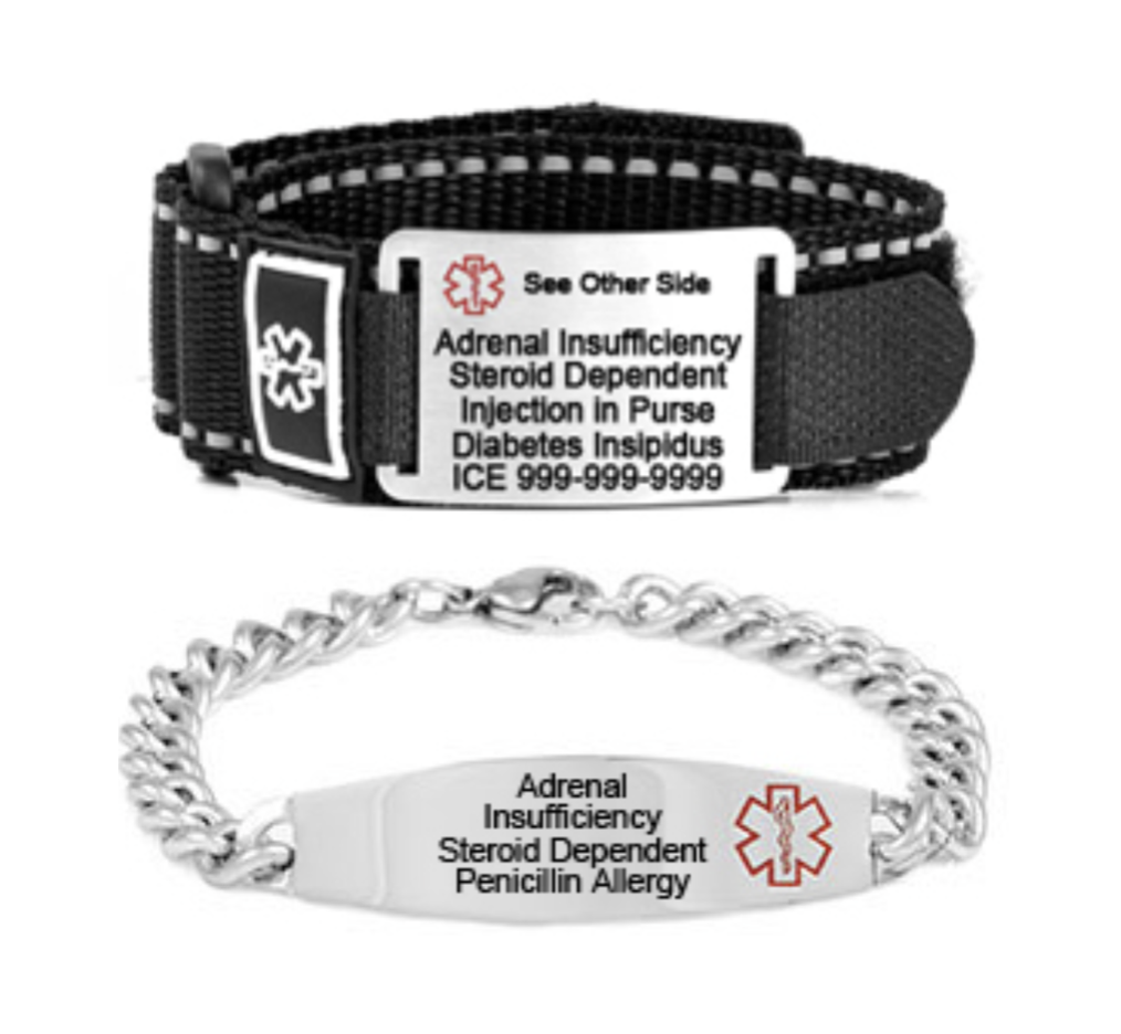 Steroid dependent hot sale medical bracelet